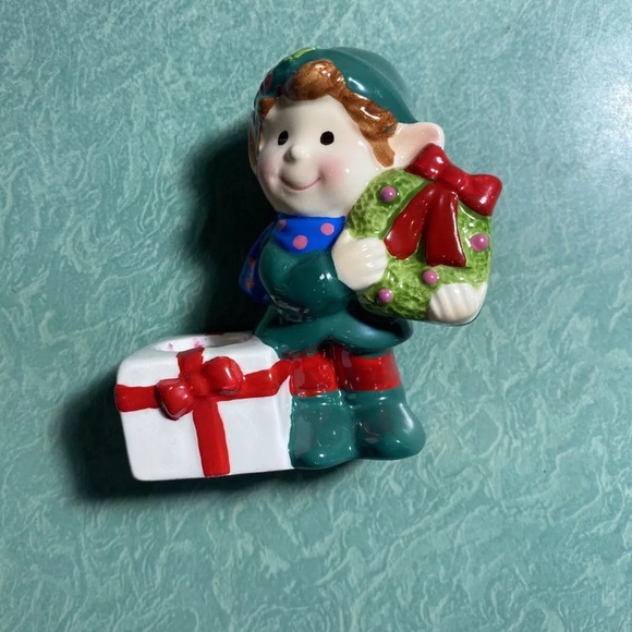 Vintage 60's MCM Napco Ceramic Christmas Elf Candle Holders Decor 1253 Japan - Picture 4 of 8